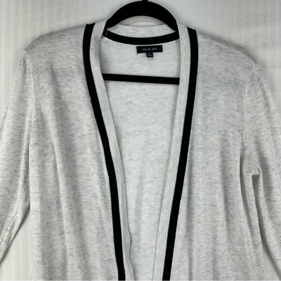 Verve Ami Size Small Light Gray Open Cardigan Gold Buttons Prep Classic Academia - Picture 6 of 7